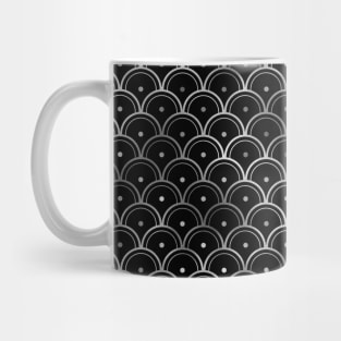 Dotted Scales in Black and Silver Vintage Faux Foil Art Deco Vintage Foil Pattern Mug